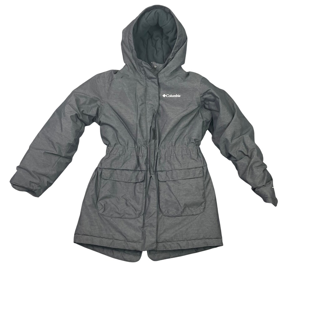 Columbia Parka Jacket Girl M 10/12 Charcoal Gray Omni-Heat Hooded Insulated Coat